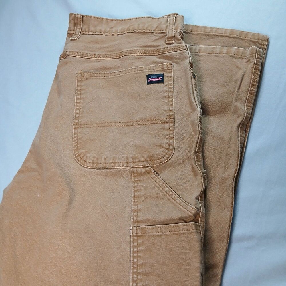 Genuine Dickies Carpenter Work Pants Heavy Duty Khaki Utility Jean Men's 36x32 - Picture 6 of 11